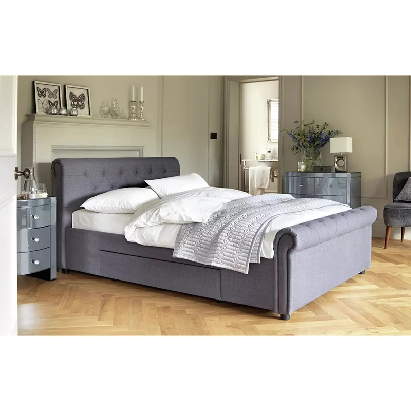 Modern Bedroom Furniture Double Full Size White Ensemble Bed Bases Frame Foundation With Drawers