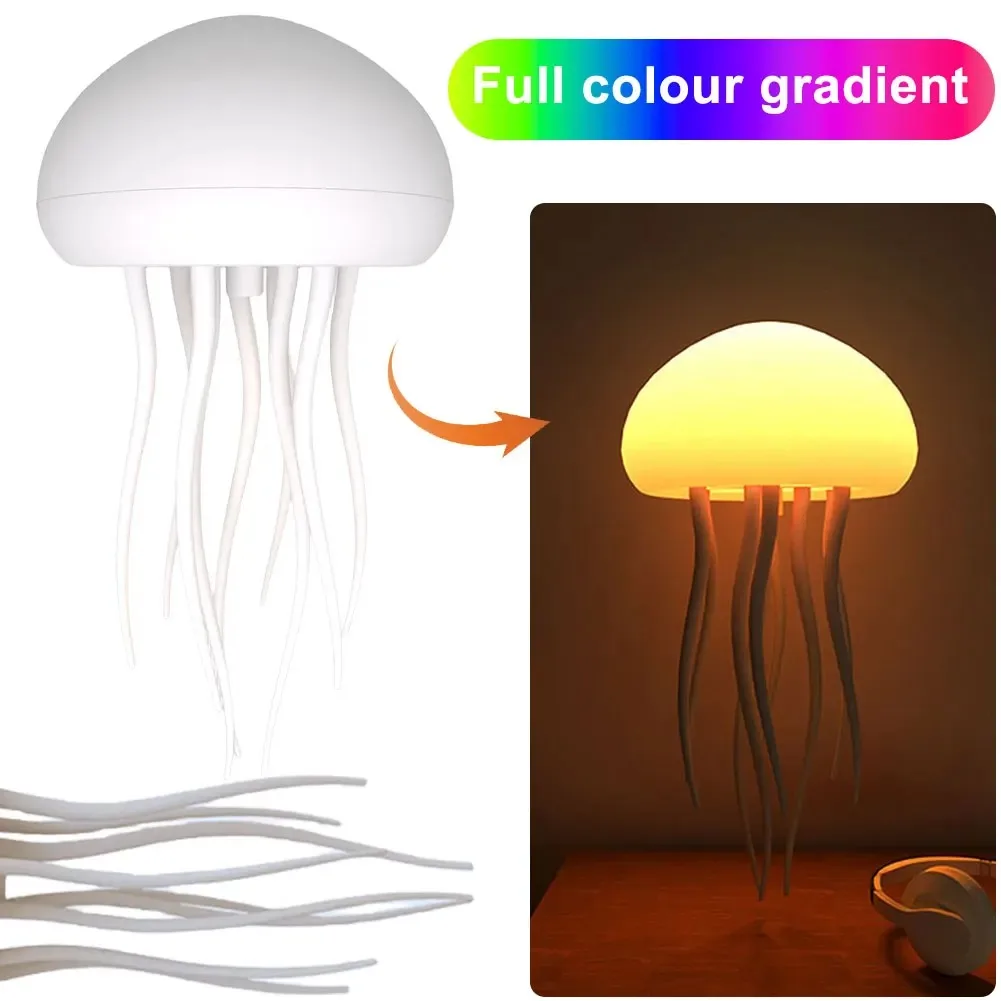 Creative 7 Color Changing RGB Rechargeable Desk Lamp Outdoor Garden Bedroom Floating Dynamic Dancing Jellyfish Led Night Light