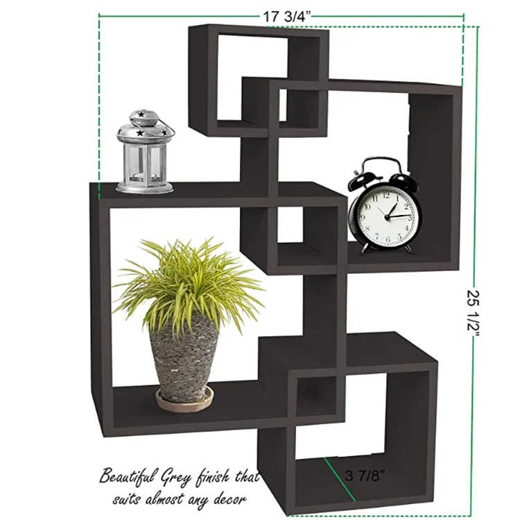 Hot sale 4 cube intersecting wall mounted floating shelves wooden shelf wall cube