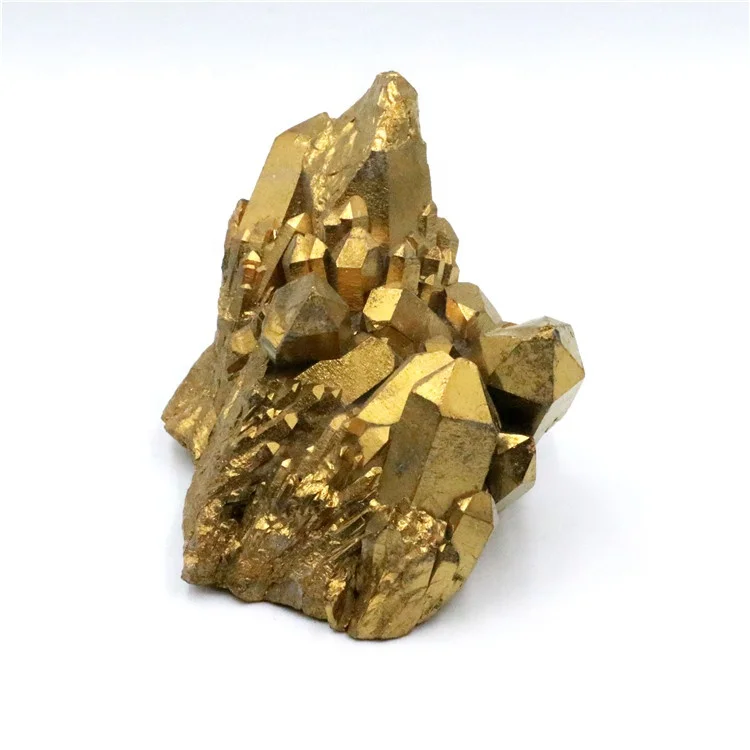 Gold titanium flame electroplating angel aura crystal cluster for decoration