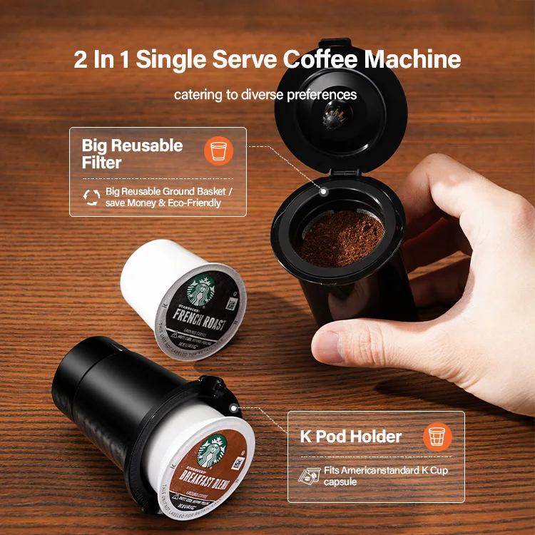 Cold & Hot Brew K-cup Capsule Coffee Brewer6 to 14 Oz Brew Sizes Single Serve Coffee Maker