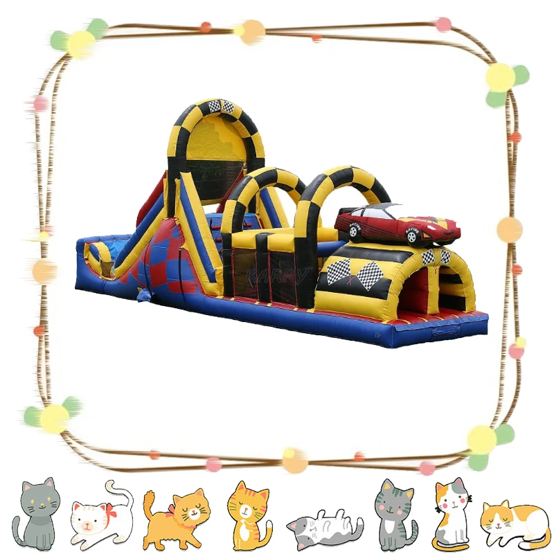 Commercial PVCInflatable Cartoon Slide Juegos Inflatables Racing Car Slider Dry Slides Castle Bounce House Used For Kids Games