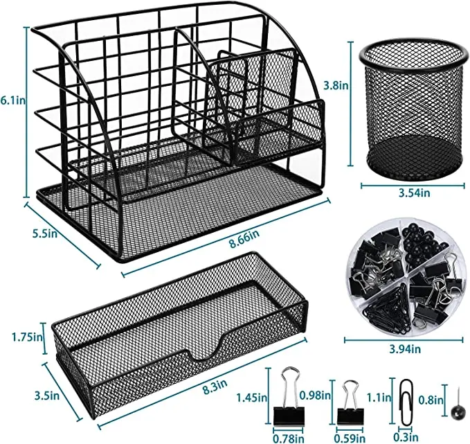 Office Desk Organizer with 6 Compartments + Pen Holder / 72 Accessories