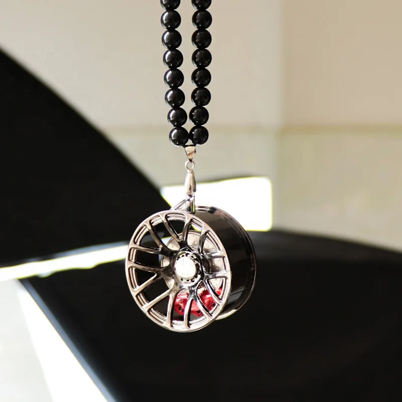 Car wheel shape 45mm rearview mirror pendant hanging brake disc wheel tire car interior jewelry 6 colors