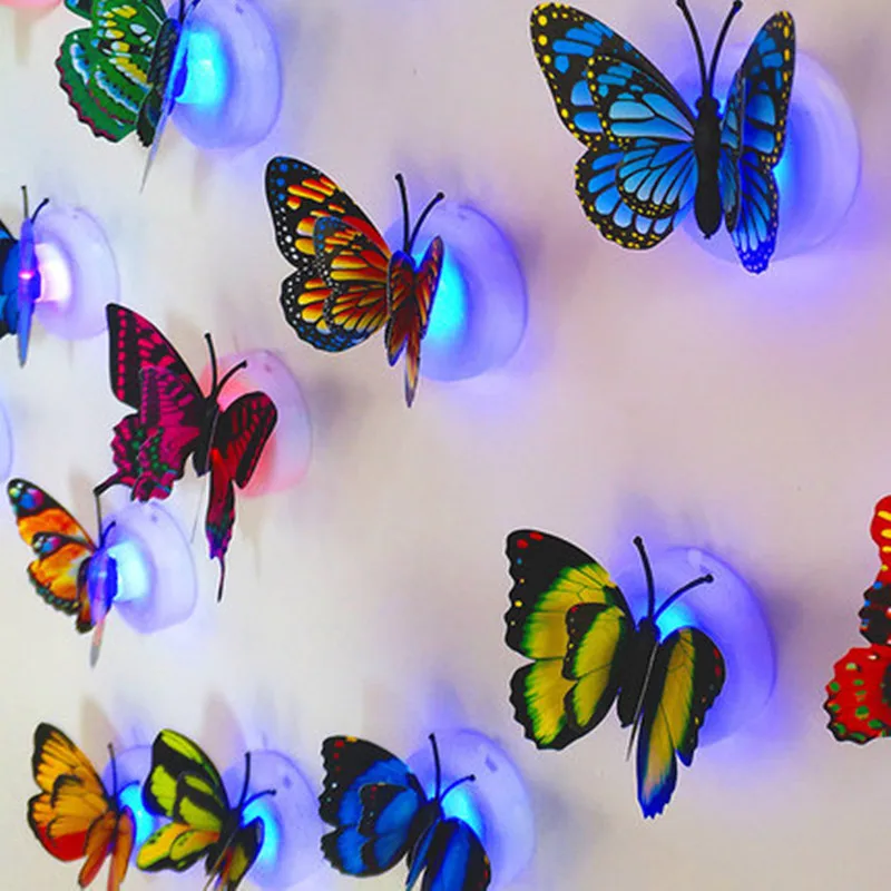 3d wall sticker led light night lamp Christmas Decorative Butterfly Glowing Night Light Bedside Light