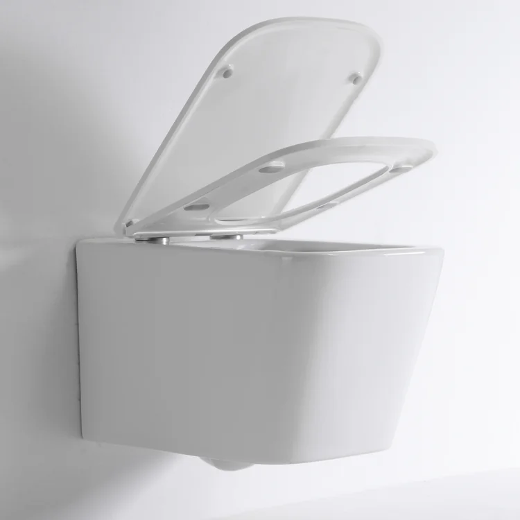Bathroom square style wall mounted with rimless flush no noise and no splashing