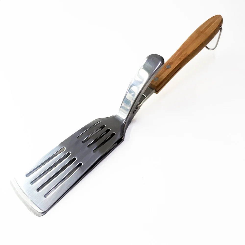 Free Sample!!! New Trending Product 2-in-1 BBQ Tools Stainless Steel Food Tongs with Turner BBQ Cooking Tools Accessories