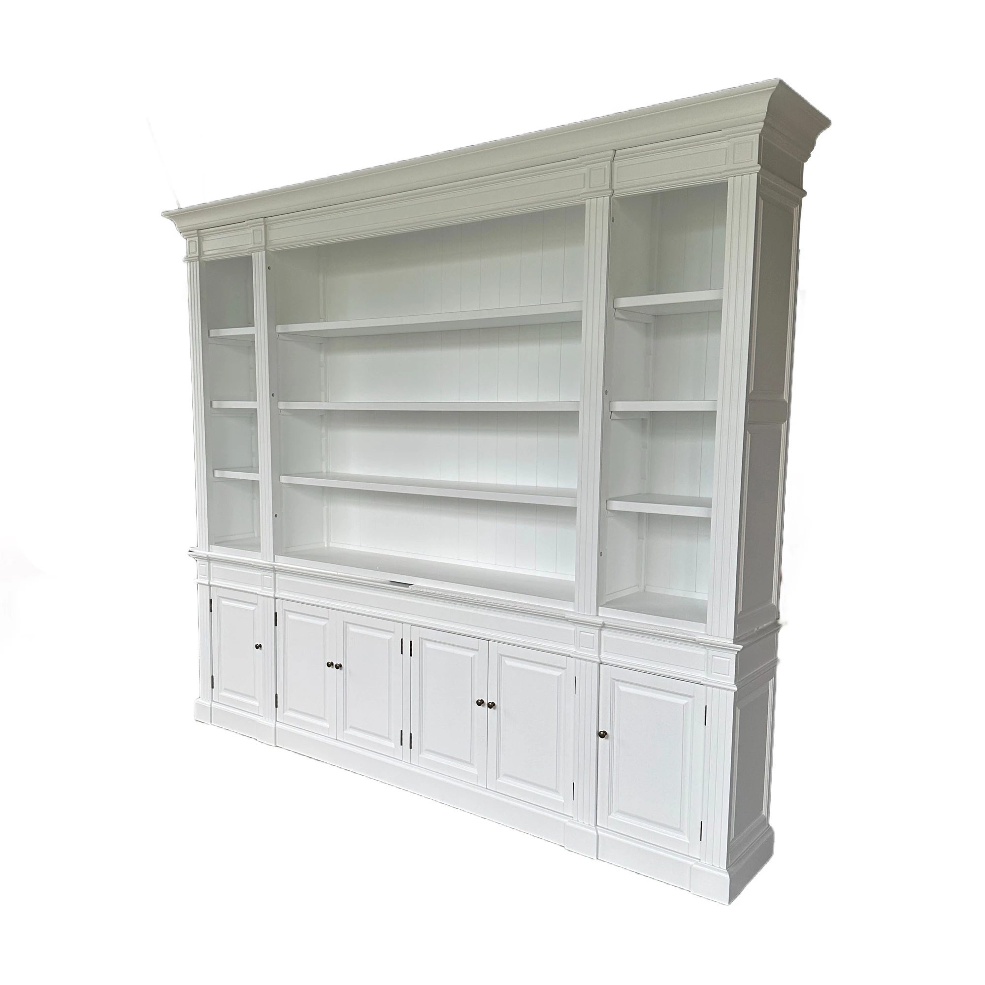 Dundee Hamptons Entertainment Full Wall Small Bookshelf White Bookcase Book Shelf Wooden P1803-270