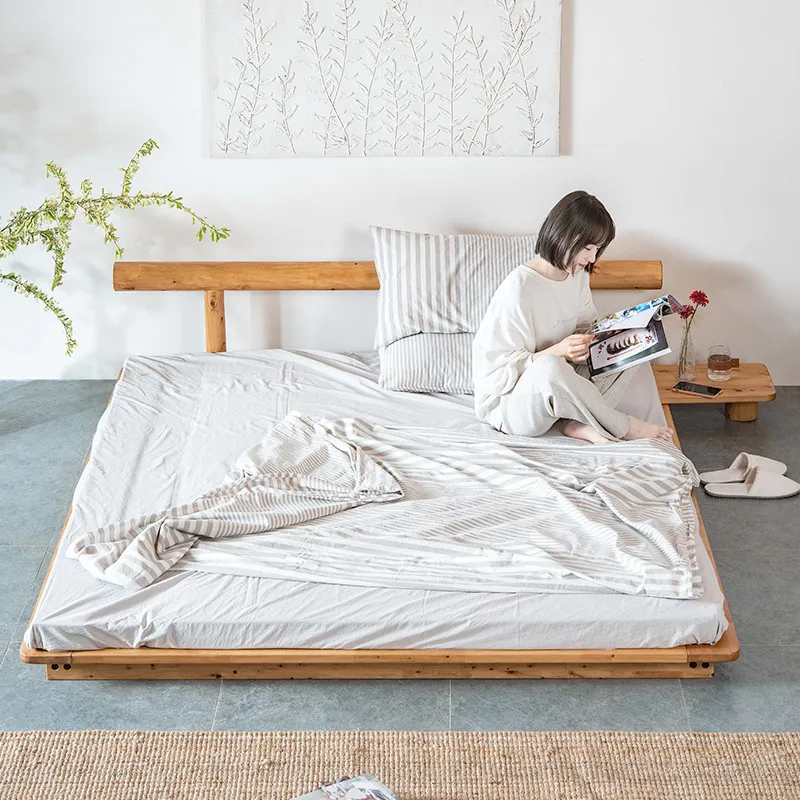 Chinese Style Modern Bedroom Furniture Wooden Bed Hotel Homestay Furniture Solid Wood Bed With Storage