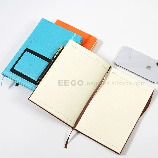 2024 Custom Logo Orange Blue Office Stationery Business luxury Leather Notebook Gift Set with pen