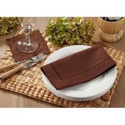 natural european french 100% pure linen hemstitch cocktail napkin stonewash customize embroidery
