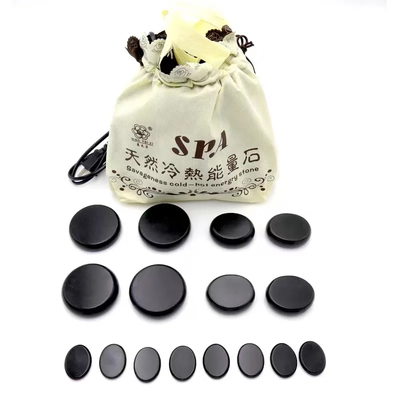 16 PCs Hot Stone Massage Professional Natural Stone Massage Set Hot Spa Rock Basalt Body Beauty Guasha Health Care Stone