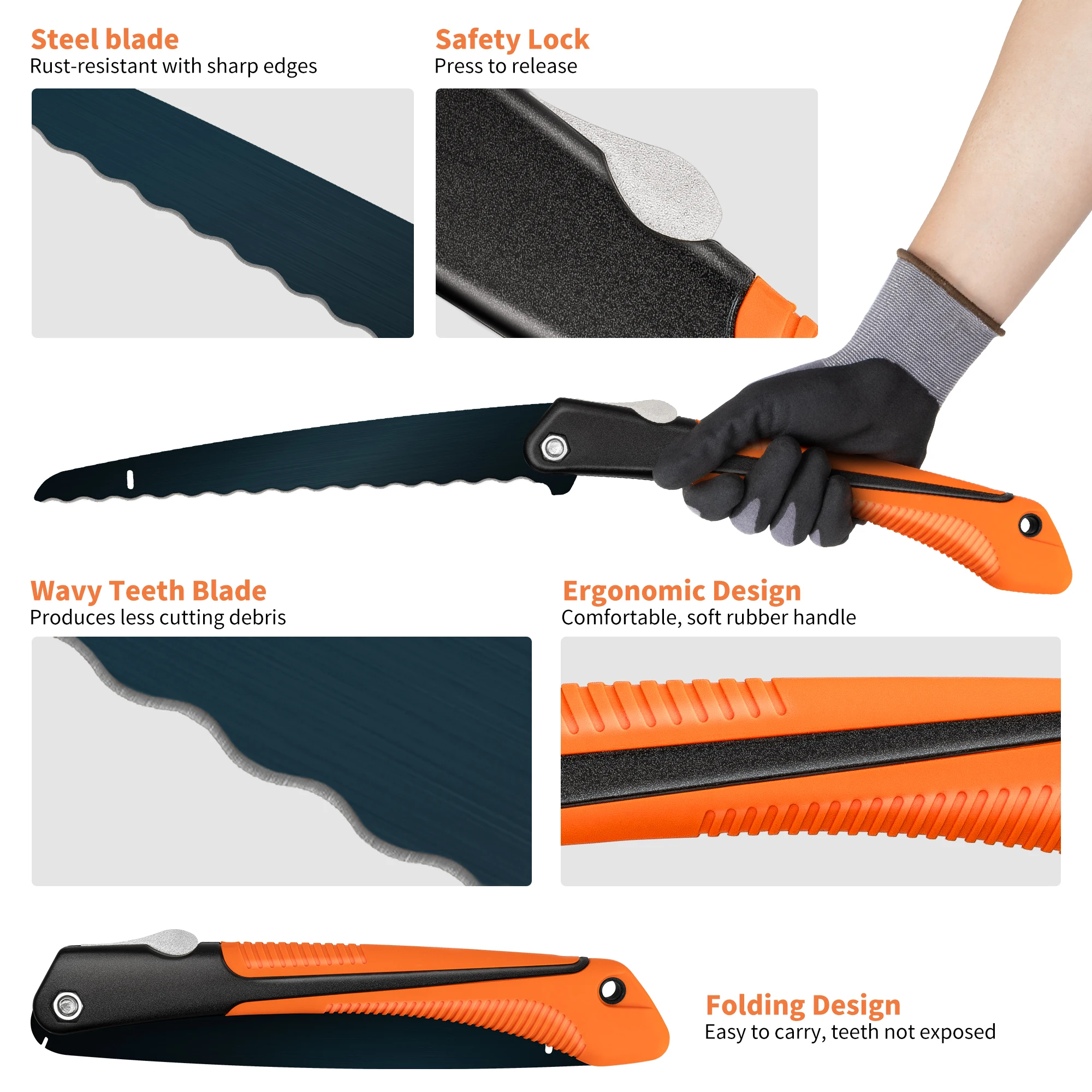 MINOVA Custom Logo Foldable Rubber Handle Mineral Wool Panels Glass Wool Panels Insulation Knife Saw