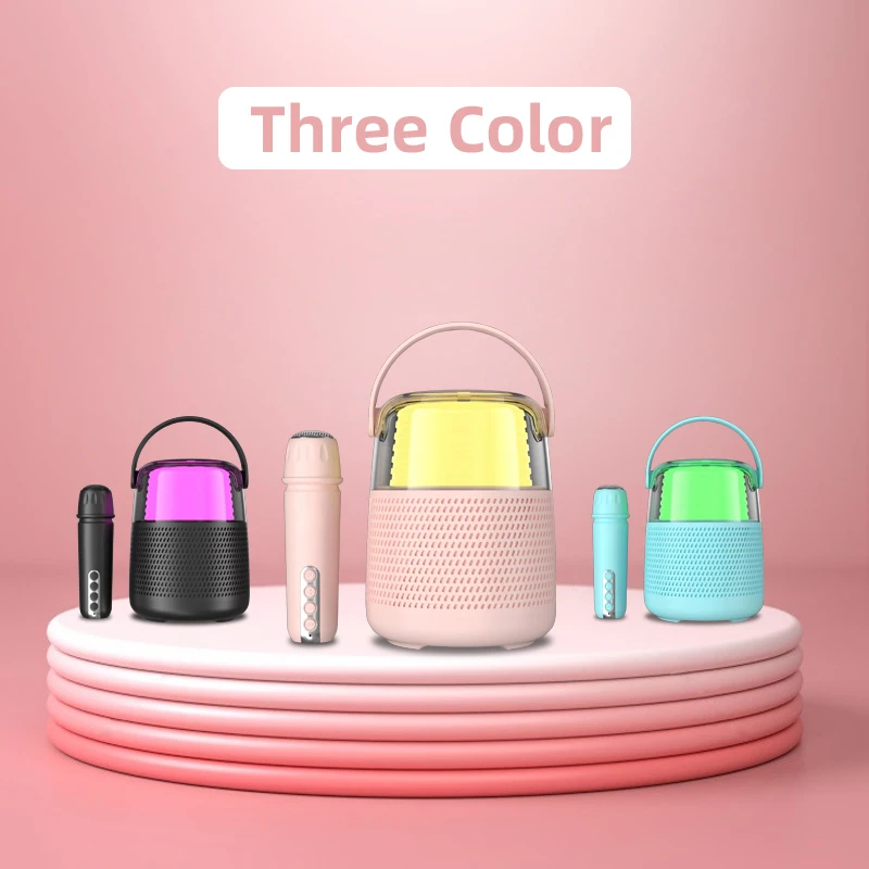 Mini Outdoor Home Party Speaker Karaoke Light Machine Player Portable BT Wireless Karaoke Speaker with Mic