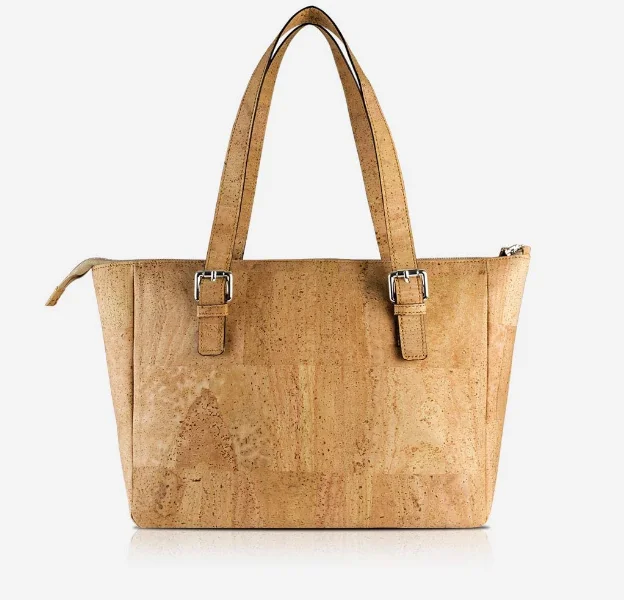 Lady Cork Shoulder Purse Travelling Bag Wooden Vegan Handbag Women Cork Tote Bag Fashion Bag Cotton Eco-friendly Daily Zipper