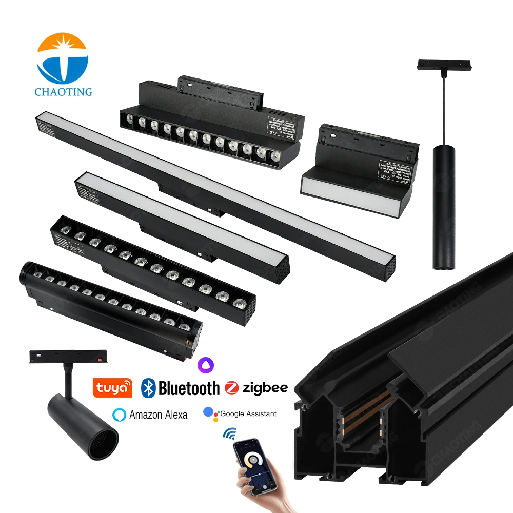 2 4 г Tuya Zigbee BT Smart Dimmable Dc48v магнит светодиодные линейные светильники алюминиевый профиль Магнитный Трековый Точечный светильник для натяжного потолка