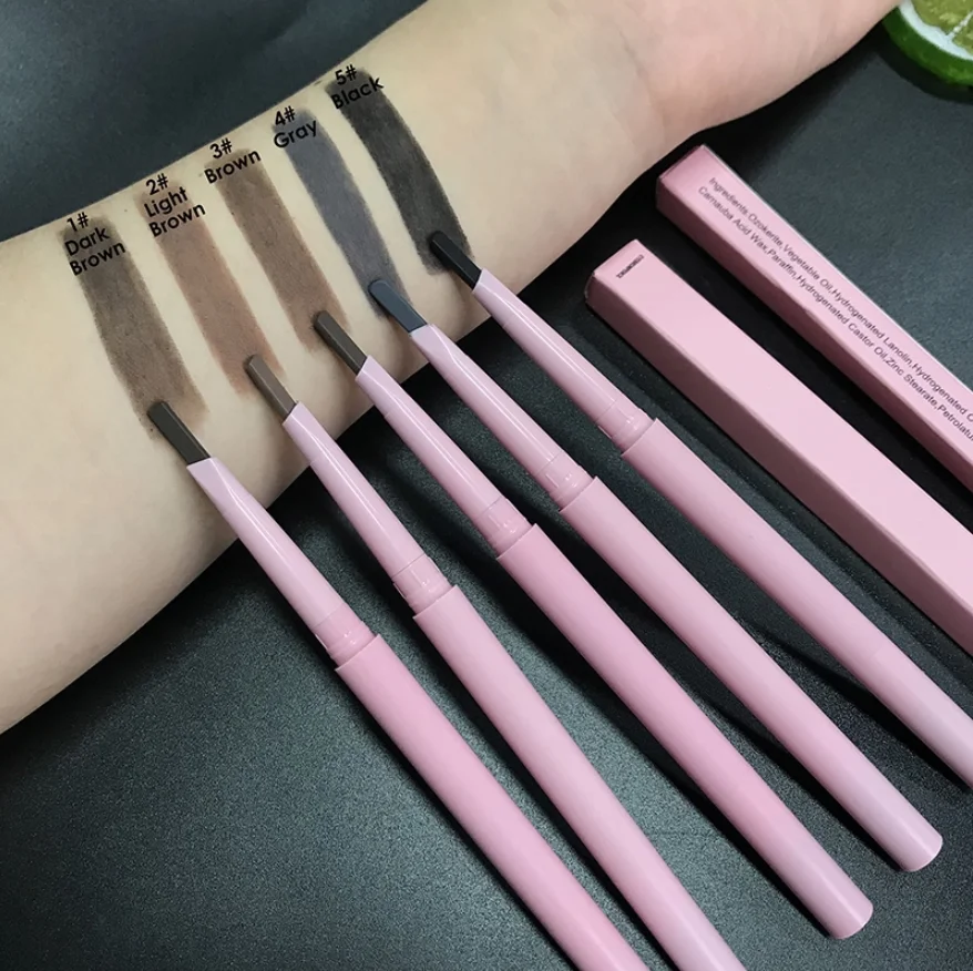 Wholesale OEM Private Label Waterproof Makeup Pen Pink Double Headed Eyebrow Pencil