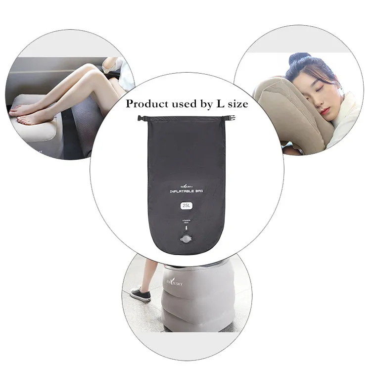 Travelsky soft inflatable cushion travel hiking foot leg rest pillow cushion with inflatable bag