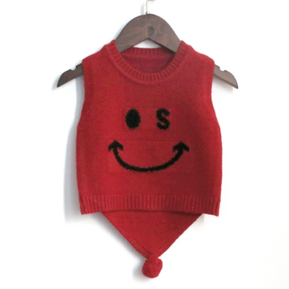 
autumn new round neck vest cartoon children knitting Baby tank top 