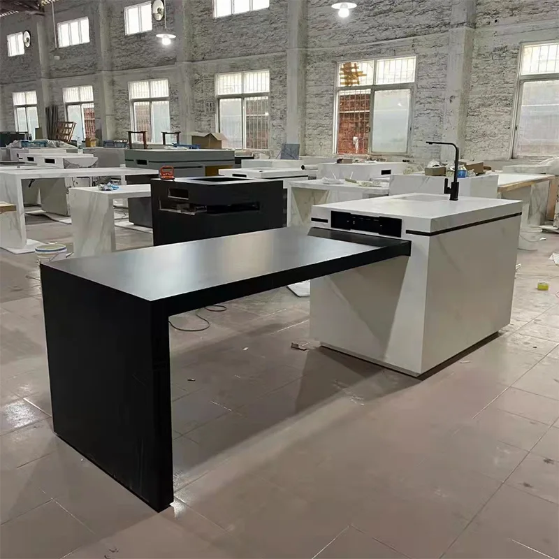 manufacture large format tile cut into cabinet countertop table top Snow mountain stone series sintered stone can be customized