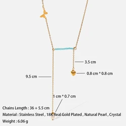 Fashion Pendant Blue Crystals Pearl Heart Necklace for Women Charm Butterfly Choker Necklaces Stainless Steel Jewelry Party Gift