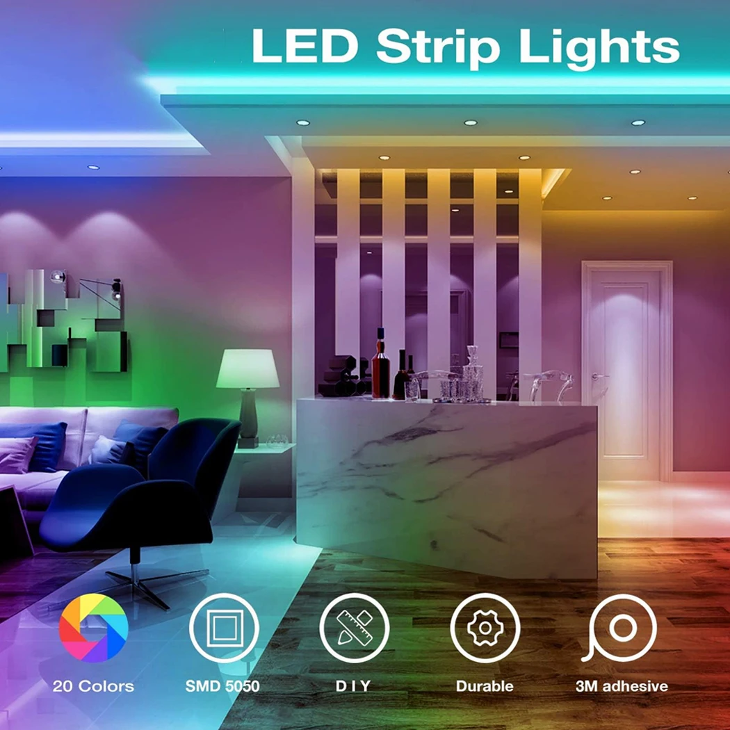 Smart WiFi LED Strip Lights Works 5050 LED App Controlled Music Light Strip for Home Kitchen TV Party