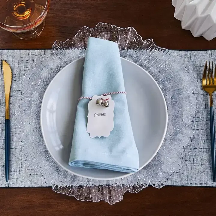 13 Inch Gold Plated Luxury Platter Wedding Under Plate Irregular Charger Plates