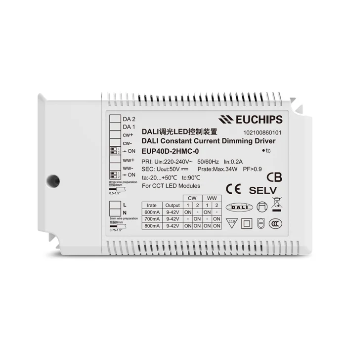 40W Led Recessed Light Tunable white Led CCT Dimmable driver 2 channels output Dali DT8 light controller