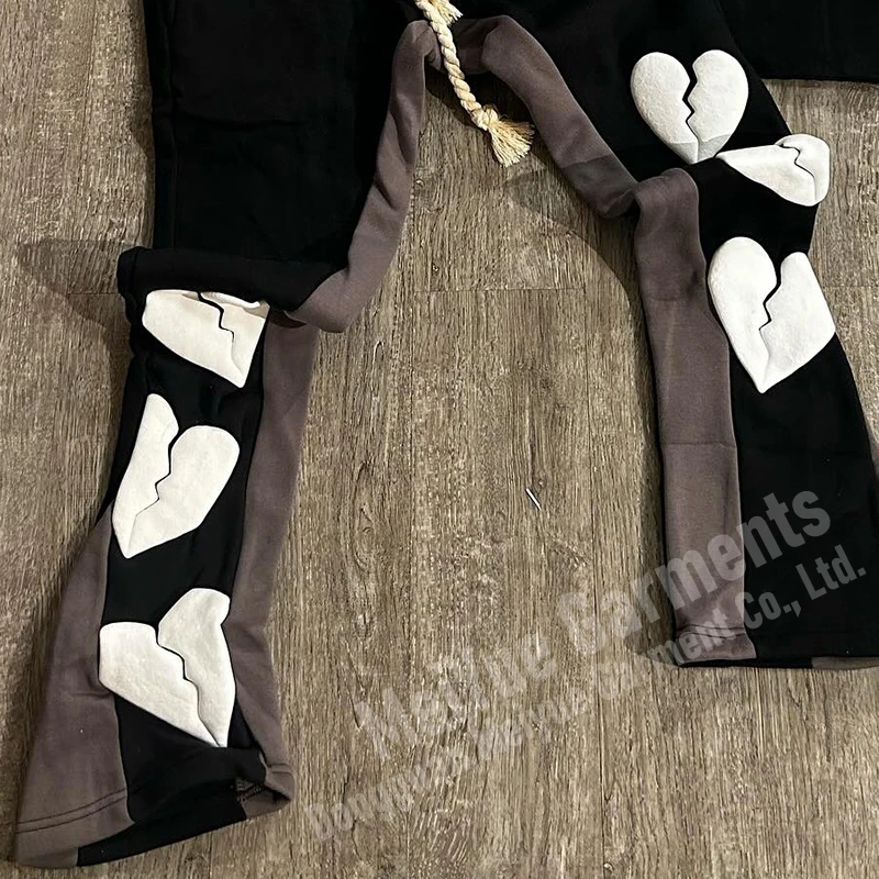 Custom Hoodies Pullover Copped Sweatsuit Acid Wash Hoodie 3d Puff Print Jogging Tracksuits Set Flared Sweatpants And Hoodie Sets