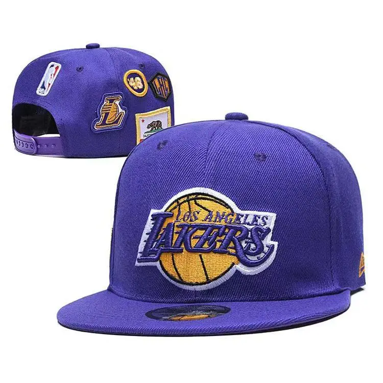 Color Custom High Quality Embroidery Cap Football Wear Custom Snapback Hats For 32 Teams Los Angeles Lakers Team Caps