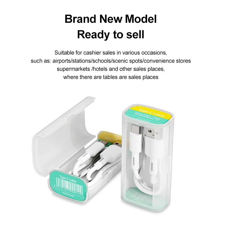 new products fast charging cable Usb Cable Set For iPhone mini tube display box for all type-c micro phone charger cable