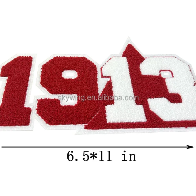 Custom Greek Sorority Chenille DST 1913 Red Delta Soror Iron on Greek Letters AKA Embroidered Patches for Sweatshirt