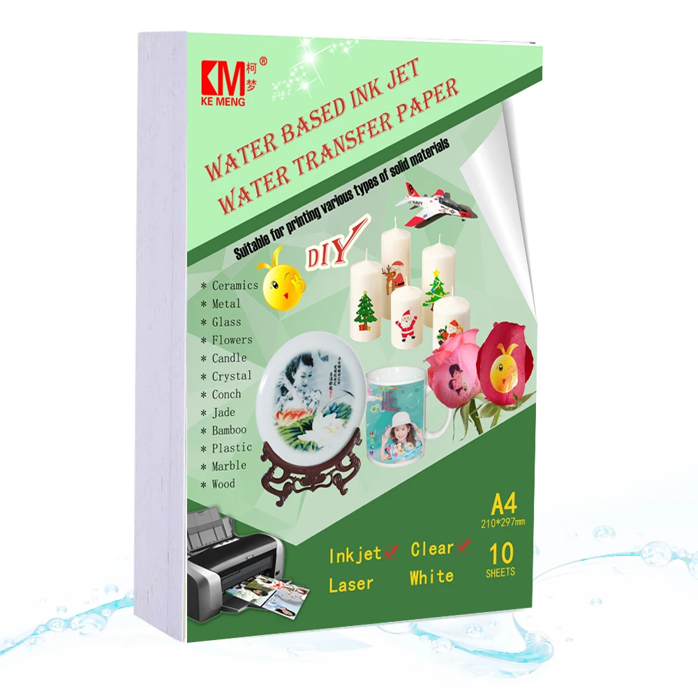 High Quality WaterSlide Glass Ceramic DIY Dark light A4 Design Water Transfer Paper & Film water slide decal paper