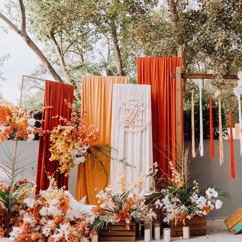 Customized Size Colored Gauze Curtain Party Wedding Celllng Decoratlon Lawn Wedding Backdrop Curtain Stage Decor