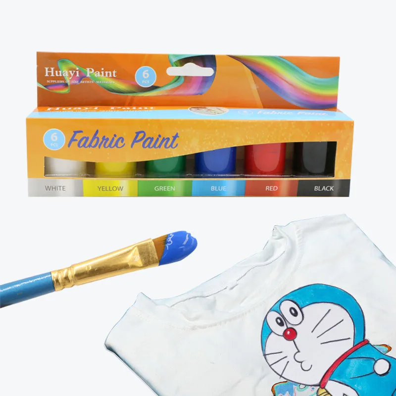 Bview Art 6 Colors High Quality Waterproof T Shirt  20ml Fabric Paint for Cloth Textile Fabric