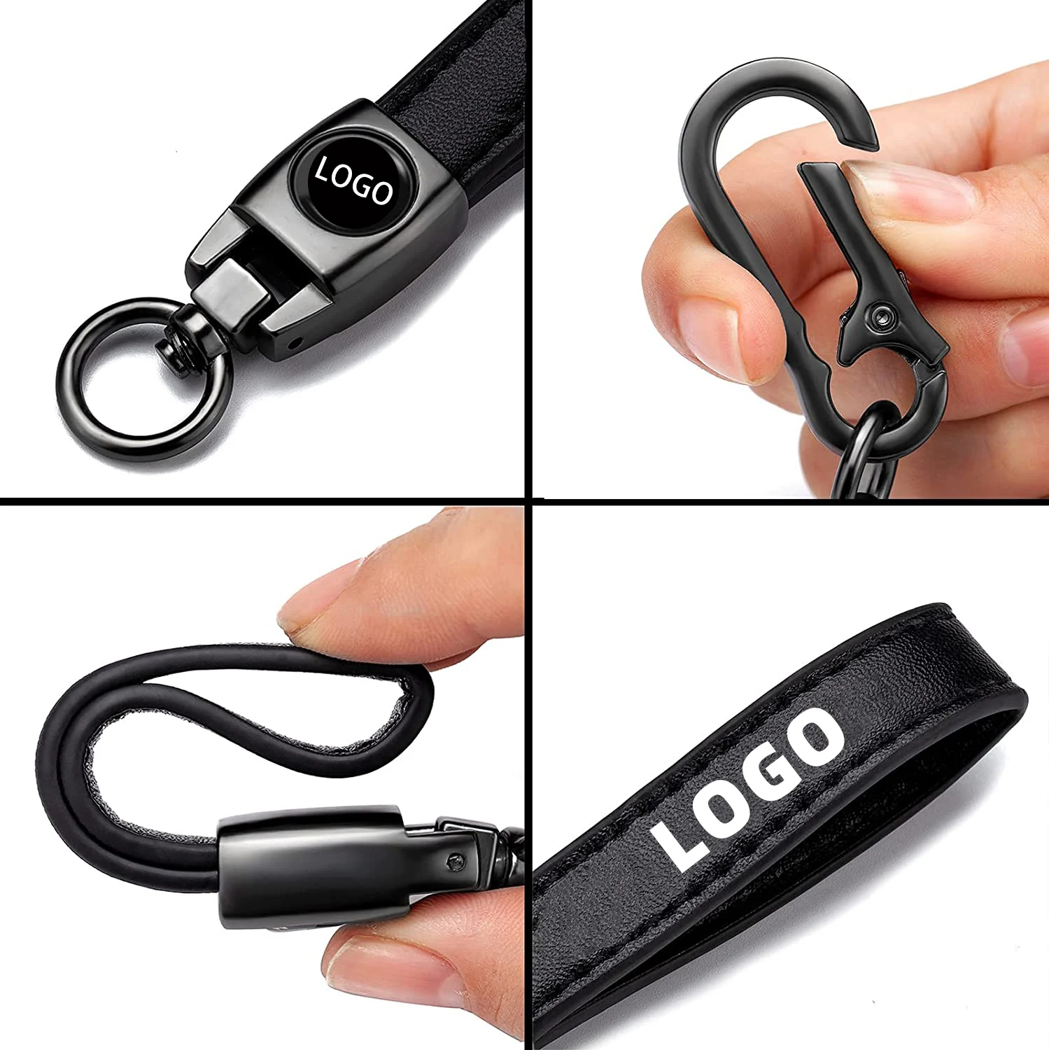 Car Accessory  Leather Car Keychain Replacement with Logo  Car Logo Keychain Key ring for Man and Woman