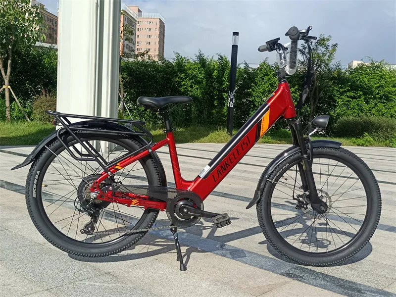 EU Stock LANKELEISI ES500PRO 24inch Electric City Bike with 48V Lithium Battery Rear Hub Motor Disc Brake System
