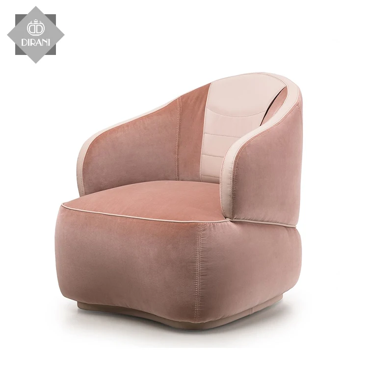 high luxurious unique shape standard single sofa size living room single seat sofa chair single pink red velvet sofa