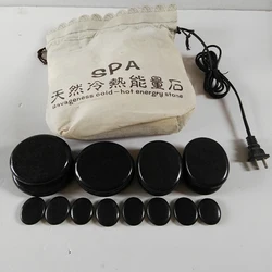 massage stones with heater 16Pcs/Set Spa Volcanic Stone Energy Massage Stones With Electric Heating Cloth Bag