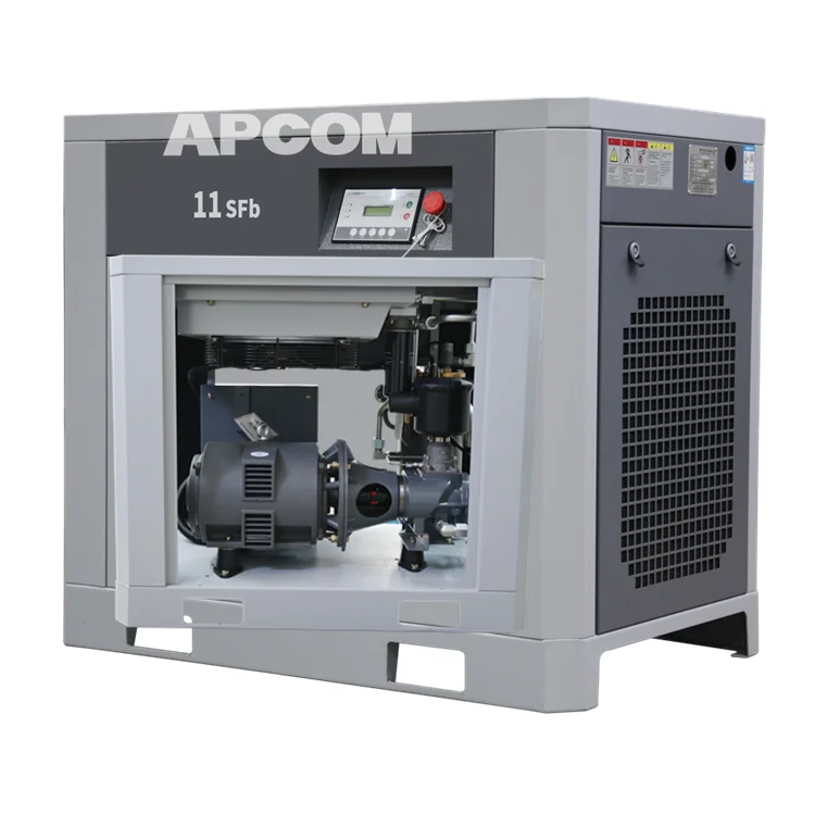 11 KW 15 HP APCOM Screw aircompressor 15HP VSD compresor screw vertical 11kw construction air compressors