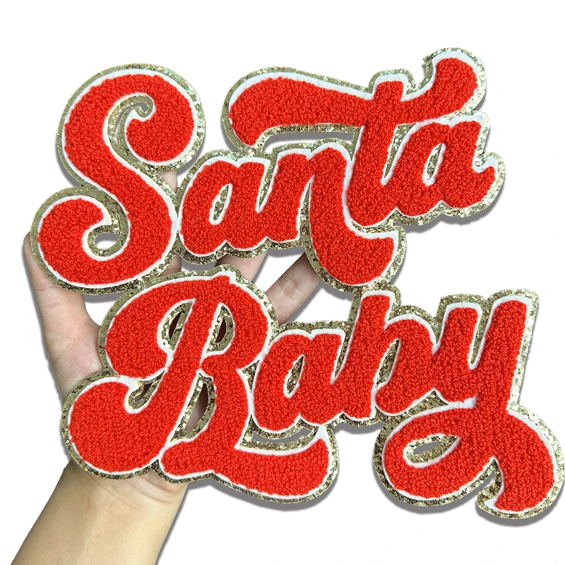 New style custom football patch letter chenille patches iron on for clothing jackets diy logo Embroidery Embroidered