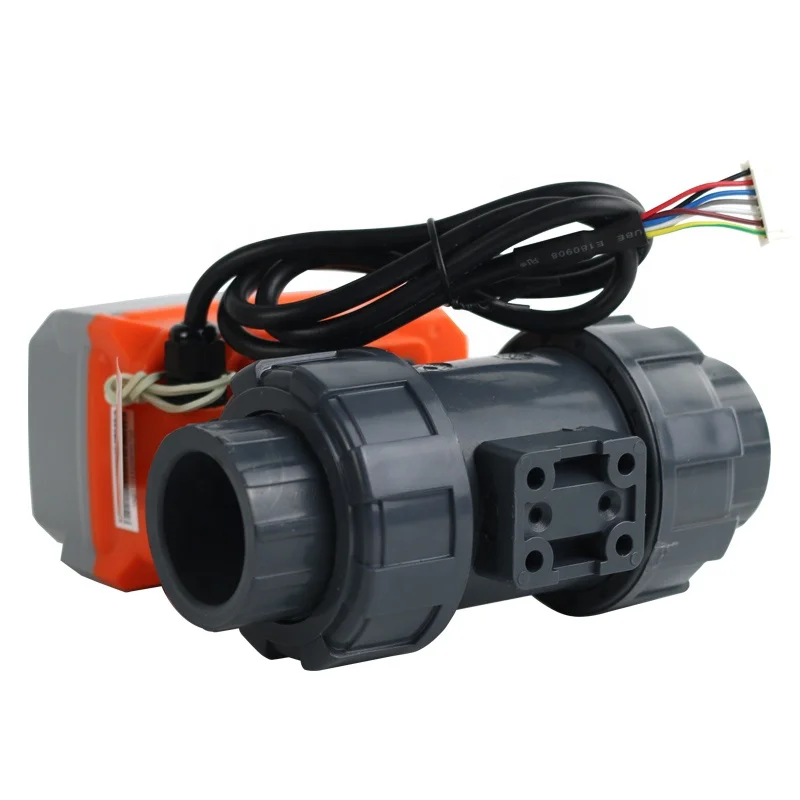 1inch  acid-resistant PVC plastic 2 way ball valve with Electric Actuator