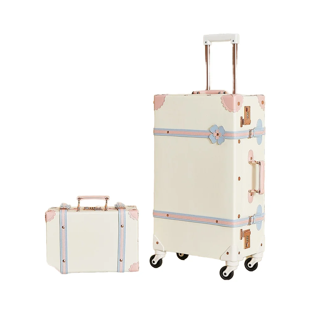 20-inch Retro Aluminum Trolley Case Universal Wheel Luggage sets Spinner Caster Lock Unisex Travel Fresh Girls suitcase set