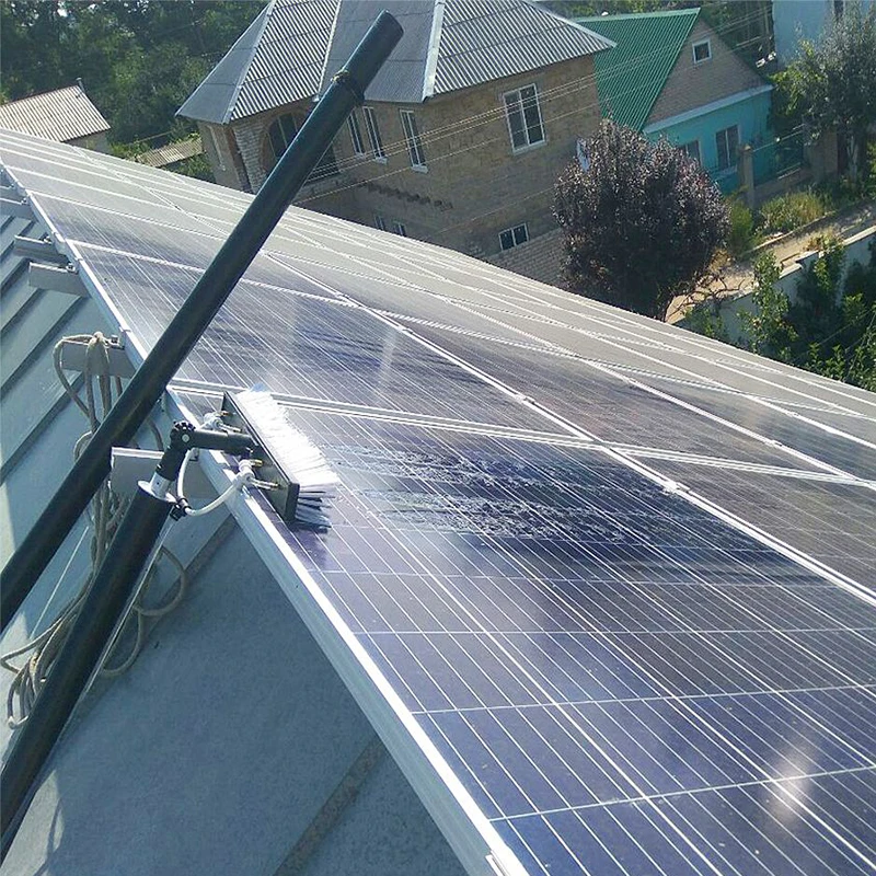 Rolling Solar Panel Cleaning Brush Water  Clean Machine Tools Spinning Rotating Photovoltaic 18Ft Plate Telescopic 850 Mm