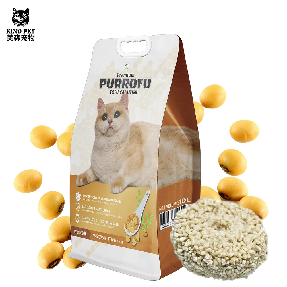 Vegetal Cat Litter Manufacturer Factory OEM Premium Strong Agglomeration Tofu Granule Arena Para Gatos Cat Litter