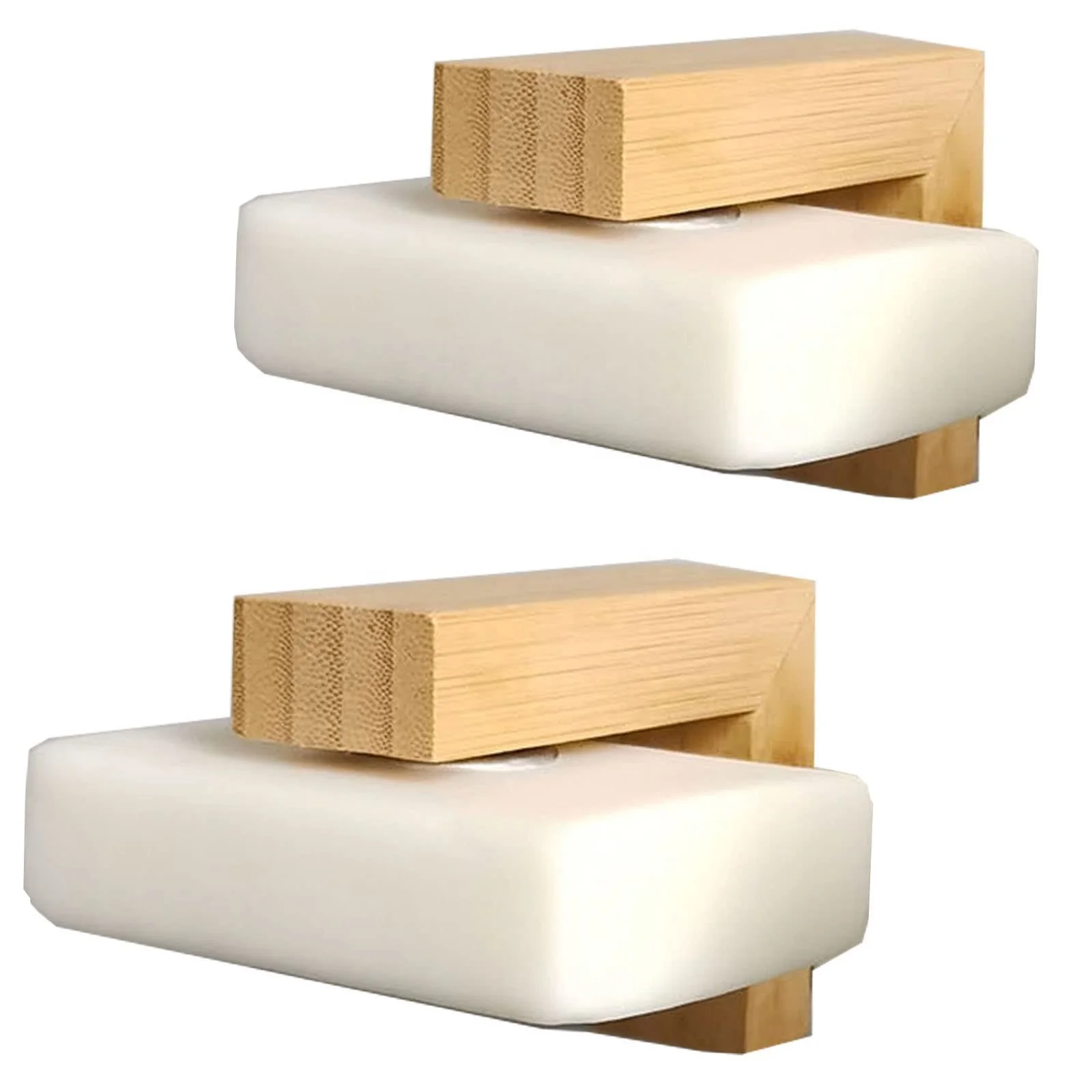 2 pcs Eco-Friendly Wooden  Dish for Soaps Magnet Air Dry Soap Saver Self Wood Magnetic Bar Soap Holder for Shower Wall
