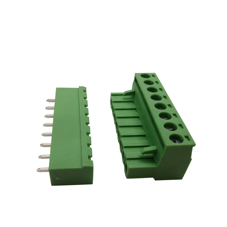 green 8 way 8pole 5.08mm  electrical terminal connector plug-in wire to board male and female positive  terminal block