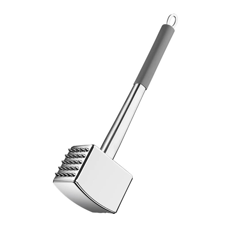 Meat Tenderizer Tool Stainless Steel 304 Dual Sides Meat Hammer With Rubber Comfort Grip Handle