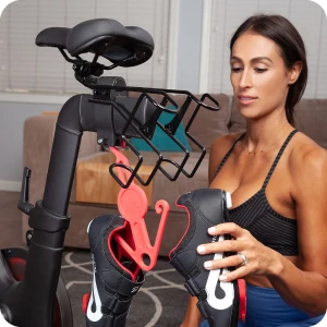 exercise shoes hung in the hooks
