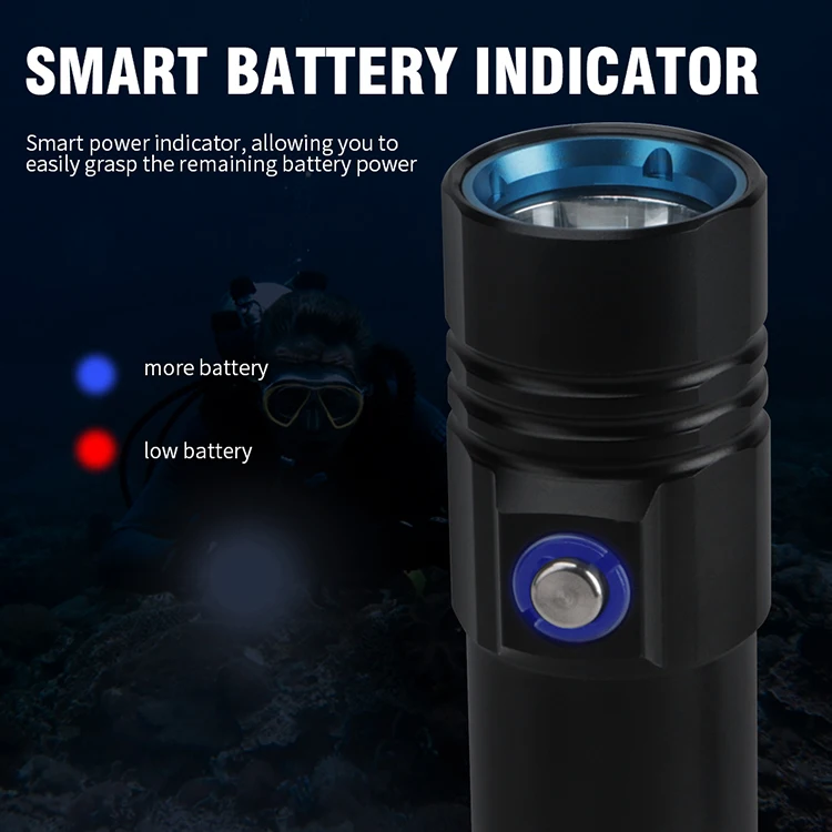 BORUiT IPX8 Waterproof 26650 Rechargeable battery  L2 Scuba Diving Light Underwater 50M Diving Led Flashlight Torch